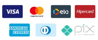 Visa, Mastercard, Elo, Hipercard, American Express e Pix