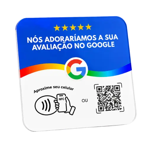 Placa azul com NFC e QR Code